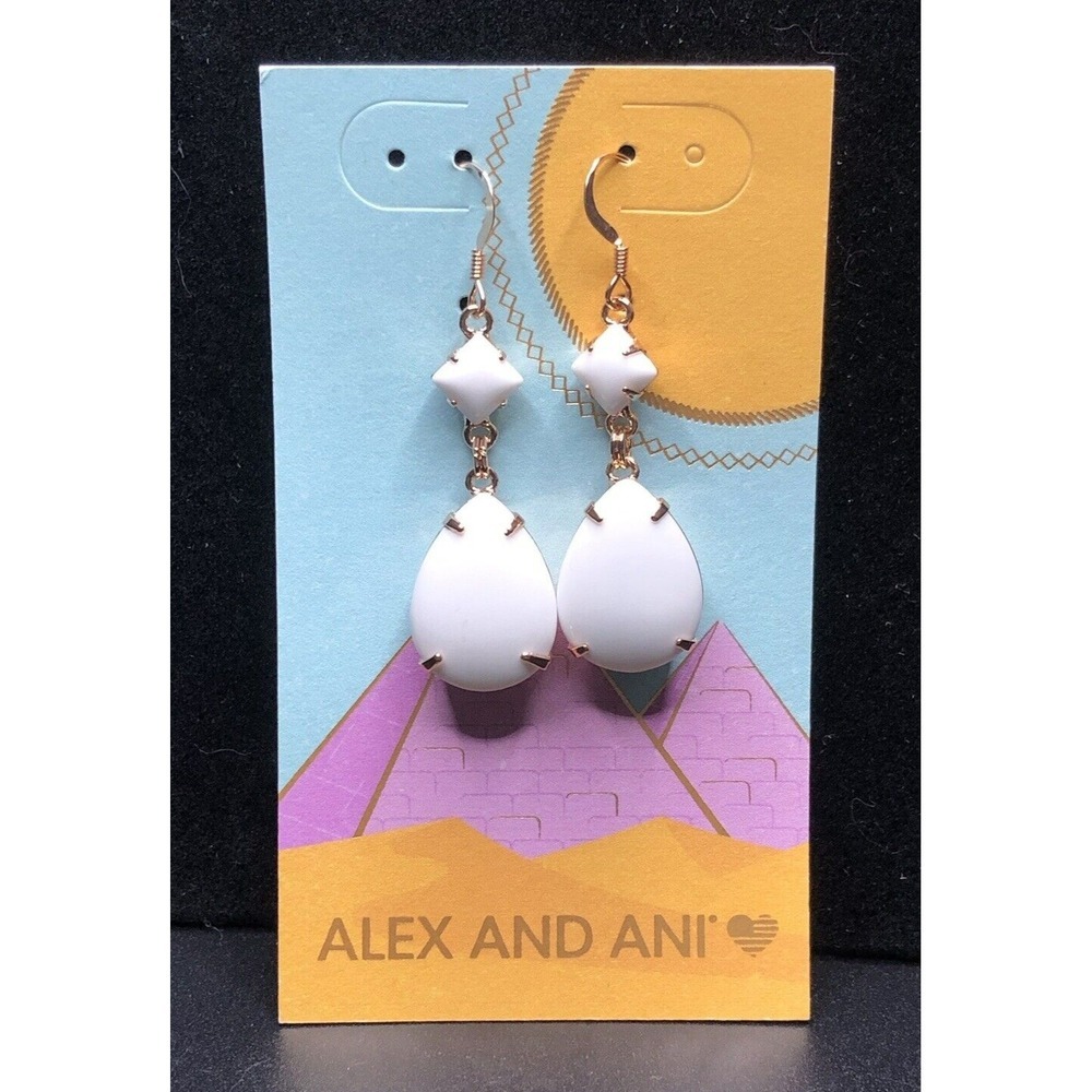 Alex and Ani Enlightenment Awaits White Teardrop‎ Drop Earrings Clean Girl